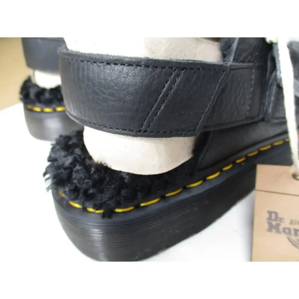 Dr Martens Jorge II Black Faux Fur Sling Back Mules Shoes Womens Sz 10 Mens Sz 9